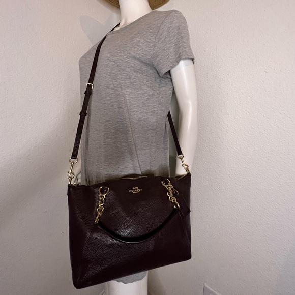 Coach Mini Kelsey Oxblood Pebbled Leather Satchel - Picture 4 of 10